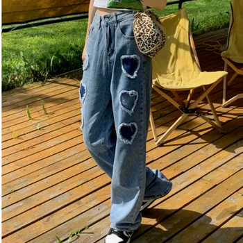 Feynzz Femei Pantaloni Femei Blugi Cu Talie Înaltă, Din Denim Pantaloni Largi Picior Îmbrăcăminte Denim Blue Jeans Vintage De Calitate Moda Pantaloni Drepte