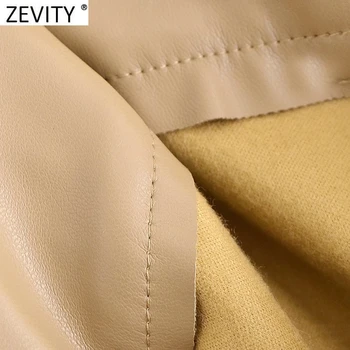 Zevity 2021 Femei de Moda din Piele PU Rochie de Bal Fusta Faldas Mujer Lady Chic cu Fermoar Lateral Eșarfe Casual Slim Petrecere Vestidos QUN913