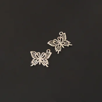 20buc Dublă față-Verso Fluture Margele se Potrivesc Pandantiv Argint Tibetan Culoare DIY Brățară Colier