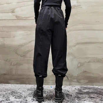 CHICEVER Moda coreeană Solid Mozaic Lanț Cargo Pantaloni Pentru Femei Talie Înaltă, Buzunare Cordon Pantaloni Largi 2021 Îmbrăcăminte