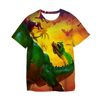 Baieti Desene animate Dinosaur 3D Tricouri Fete Tinere pentru Copii Haine pentru Copii Rece Vara Maneca Scurta tricou Unisex Moda Tricou