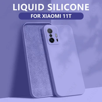 Pentru Xiaomi 11T Pro Km 11 Lite 5G NE Ultra Caz Lichid de Silicon rezistent la Șocuri Pătrat Acoperire Moale Pentru Xiaomi Redmi Nota 11 Pro Coque