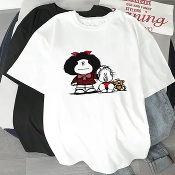 Fata Tricou Harajuku tricou maneca scurta Doamna T shirt desene animate PAZ Mafalda sau QUIERO Cafe print tee camasa de sex feminin mujer