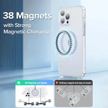 Transparent Cazul în care Telefonul Pentru iPhone 13 11 Pro Max 12Mini X XR XS Max 7 8 Plus Magnetic Wireless Încărcător Greu Spate Capac de Silicon