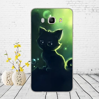 30DD Pisica Neagra cu Ochii Holbați Silicon Moale Caz Acoperire pentru Samsung Galaxy a3 a5 2017 A6 A8 2018 j3 j5 j7 2016 2017
