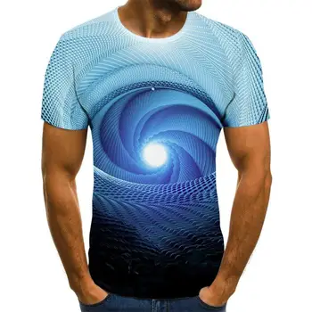 2021 Noi Trei-Dimensional de Rotație pentru Bărbați T-Shirt de Moda de Vară cu Mânecă Scurtă 3D Rotund Gât Topuri Vizuale Tridimensionale Tricou