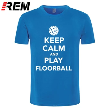 Vara Fierbinte de vânzare, de Calitate Superioară Păstreze Calmul Și să se Joace Floorball T shirt Barbati T-Shirt Plus Dimensiune Homme Gât Rotund Tricou