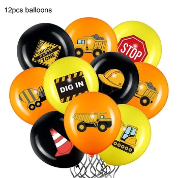 Site-Ul De Construcție Tema Consumabile Partid Tacamuri De Unica Folosinta Banner Balon Pentru Copil Băiat Excavator Petrecere Decoratiuni