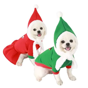 Crăciun Hanorac Câine Haine De Catifea Desene Animate Câini, Îmbrăcăminte De Companie Costume Drăguț Toamna Iarna Cald Yorkies Verde Băiat Ropa Para Perro