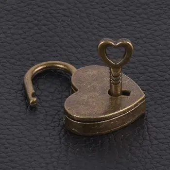 Vintage Forma de Inima Mini Lacat Geanta Valiza de Călătorie Cutie de Bagaje Caz Cheie de Blocare Anti-furt Lacăt Pentru Cutie de Bijuterii