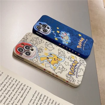 Pokemon Pikachu Squirtle telefon caz pentru iPhone 13 12 11 X XS XR XSmax 8 plus anime Anti-cădere rezistent la uzura capacul din spate coajă