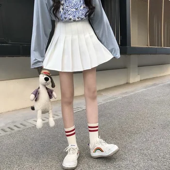 Fuste plisate Femei Stil Preppy Elevii Casual de zi cu Zi Japoneză Adolescenți Fusta Mini Talie Mare-line Minunat All-meci la Modă