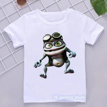 Funny Boys T-Shirt Crazy Frog Anime Desene animate de Imprimare Copii Tricouri Vogue Hip-Hop Haine Băiat Alb cu Mânecă Scurtă Tricou Topuri