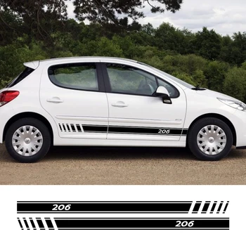 2 BUC Laterale Auto Autocolante Pentru Peugeot 206 Tuning Accesorii Film de Vinil Decalcomanii Auto Sport Decalcomanii de Grafica
