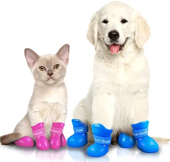 LVTUBANLV Catelus Cizme de Ploaie Bomboane de Culoare Rășină Impermeabil animale de Companie Gheara Paza Non-Alunecare Rain Boot (pentru S/M/L Câine(4buc))