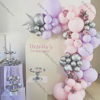Dublat Macaron Violet Ghirlanda Baloane Lanț DIY Decorare Nunta Mat Lila Siliver Ballon Arc de Ziua Copilului Duș Decor