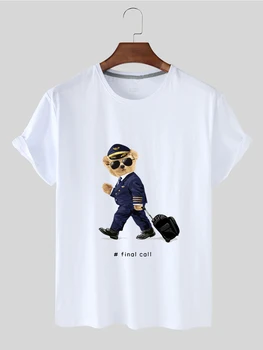 Pur Căpitanul Urs Casual, O-neck Loose cu mânecă Scurtă T-shirt de sex Feminin de Vară cu mâneci Scurte Plus Dimensiune T-shirt Unisex Sus S-4XL