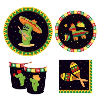 Desene animate Cactus Mexic Cinco de Mayo Decoratiuni de Partid Ziua de nastere Fericit Farfurii de Unică folosință Șervețel Cupa Tacamuri Mexican Favoruri de Partid