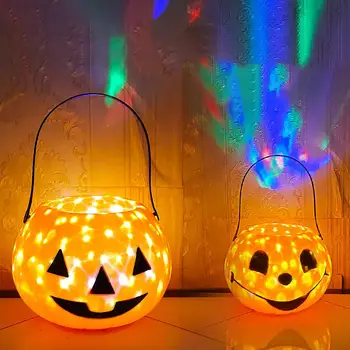 Halloween Dovleac Felinar Portabil Bomboane Lumina Găleată Pentru Copii Peste Tot În Cer Jack-o '-lantern Halloween Strălucire Formatie de Muzica de Decor
