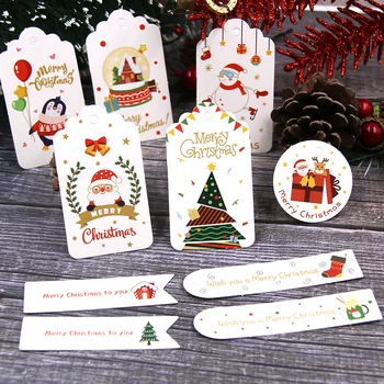 50PCS Crăciun Fericit Hârtie Categorie Cu Coarda de Colorat om de Zăpadă Drăguț/Copac/Cadouri 2021 Navidad Aprovizionare Xmas Meserii Agățat Decor