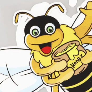 YJZT 13.5 CM X 10.5 CM Decal Fericit Bee Holding Miere din PVC Autocolant Auto 11C-0623