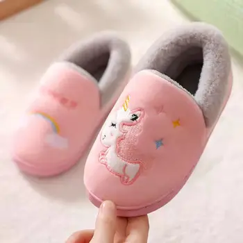 Copii Unicorn Non-alunecare Moale Fete Acasă Pantofi Copii Băieți Desene animate Papuci de Interior Podea Pantofi Kocotree Iarna copii Papuci de casă 2021