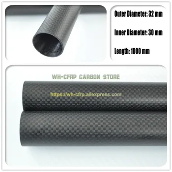 32mm ODx 30mm ID Fibra de Carbon Tub 3k 1000MM Lung (Rola Înfășurat) carbon țeavă , cu full carbon, Japonia 3k îmbunătăți material