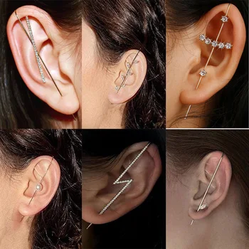 Moda Zirconiu CZ Fulger Cârlig Cercei pentru Femei Cristal Ureche Folie pe Șenile Stud Cercel Ear Cuff Cadouri Bijuterii