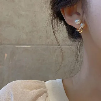 Coreea De Elegant Drăguț Perla Hoop Cercei Pentru Femei Clasic Mici De Zircon Mark Pearl Stud Cercel Nunta Kpop Bijuterii Cadou
