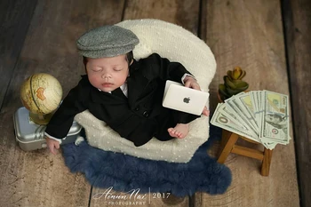 Nou-născut Recuzită Fotografie Domnilor Pălărie Papion Set Costum Mini Ochelari de Calculator Valize Decor Copil bunuri Accesorii