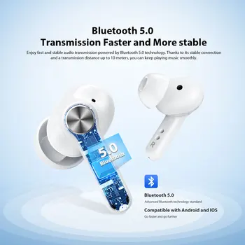 Blackview AirBuds 5 TWS Pro Wireless Bluetooth pentru Căști setul cu Cască căști,Play Music &Asistent de Voce Hibrid de Reducere a Zgomotului
