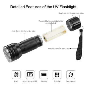 UV Lanterna LED-uri 21LED 395-400nm Portabil linterna lanterna Ultraviolete Negru lampa de Lumina pentru pete de animale de Companie