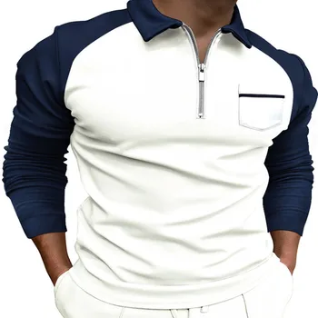 Primavara Toamna anului 2021 Noua Moda Tricou Polo Barbati Naționale Cusaturi de Culoare de Imprimare Tricou Polo Brand Bărbați cu mânecă Lungă T-shirt de Sus