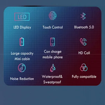 Wireless Bluetooth 5.0 Căști TWS Casti Bluetooth Sport rezistent la apa Casti HiFi Stereo Căști cu Microfoane noi