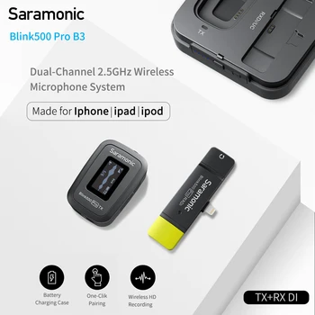 Saramonic Blink500 Pro B1-B6 Ultracompact 2.4 GHz Dual-Channel Microfon Wireless pentru iOS Android Vlog Înregistrare Audio Live