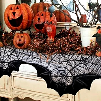 51x203cm Negru Dantelă de Păianjen Pânza de păianjen Bat Șemineu Manta Eșarfă Capac Aragaz Pânză Fantomă Alimentare cu Decoratiuni de Halloween Pentru Casa