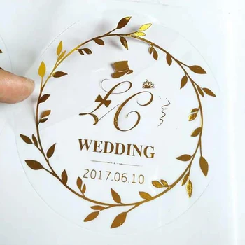Personalizate rotunde și alte forme autocolante, transparente, folie de aur, negru, personaliza propriul dvs. logo-ul, folosit pentru nunti, cutie cadou