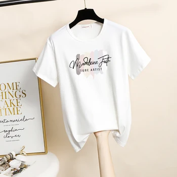 Cool de Vară de Moda noua Creativitatea scrisoare de imprimare mâneci scurte T-shirt de sex feminin coreeană stil Liber Casual gât topuri femeile