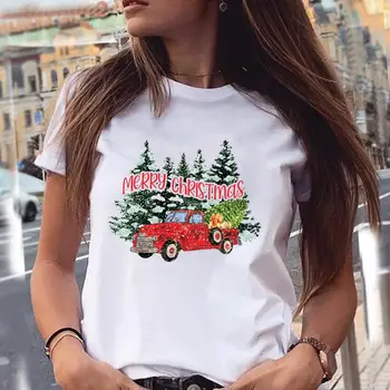 Femei Print Stil de Îmbrăcăminte 90 Haine de Crăciun Topuri de Moda de Anul Nou Tee Tricou de Imprimare de Vacanță Doamnelor sex Feminin Grafic T-Shirt