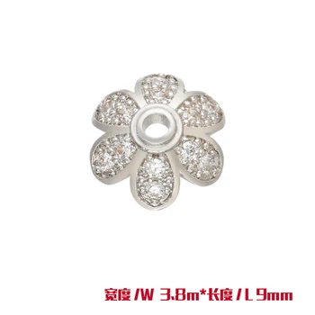 ZHUKOU CZ de cristal de aur/argint floare de culoare șirag de mărgele de capace pentru a face bijuterii de mare/Mediu/mic șirag de mărgele capac constatările capace model:VH20