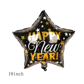 18 inch Petrecere de Anul Nou Decorare An Nou Fericit Folie de Aluminiu Balon Negru Seria Star Rotund Balon cu Heliu de Anul Nou