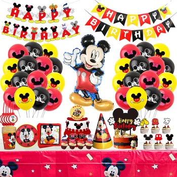 Roșu Mickey Mouse, Baloane Tacamuri De Unica Folosinta Petrecere De Aniversare Pentru Copii Decor Placa Șervețel Tort Fân Consumabile Partid Tacâmuri