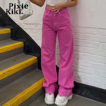 PixieKiki Streetwear Prietenul Blugi Largi Y2k Pantaloni Colorate Streetwear Femei Haine Vintage Denim Pantaloni P77-DE50