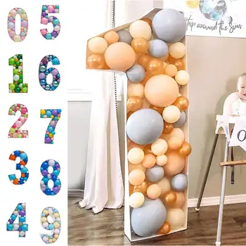 1M Gigant Mare Număr 1 2 3 4 5 Balon de Umplere Cutie Stand DIY Ziua de naștere pentru Copii Organice Mozaic Numărul Decor Baloane Aniversare Cadru