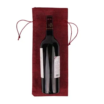 Sticla de vin Iută Sac de Cadouri 15x36cm (6