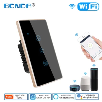 Tuya Wifi Smart Touch Comuta NE Brazilia Standard Cadru din Aliaj de Aluminiu 110V 220V Viață Inteligentă App Funcționează cu Alexa Google Smart Home