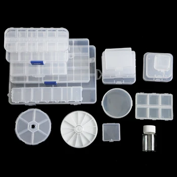 1 BUC de Plastic Clar Rotund Dreptunghi Pătrat Organizator Cercei Caseta de Bijuterii Caz Container pentru Inele, Margele de Afișare de Stocare de Ambalare