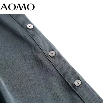 AOMO 2021 Înaltă Calitate Femei Butoane Verzi Decora Fusta Midi Vintage cu Fermoar Lateral Femei Chic la Jumătatea Vițel Fuste 4C189A