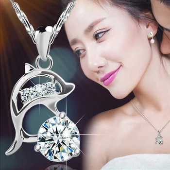 Femei de moda de Delfini de Cristal Coliere pentru Femei Pandantiv coreea Style Bijuterii cu Clavicula Lanț de Cuplu Accesorii Cadou