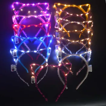 1buc Craciun cu LED-uri Tiara Coroana ciulit Urechile Bentita Coroană de Flori Neon Petrecerea de Nunta, Cadou de Ziua de nastere Bar Paști, Ziua Îndrăgostiților
